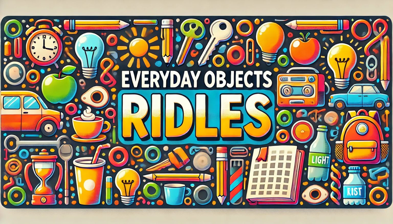 A photo with lot of object for everyday objects riddles