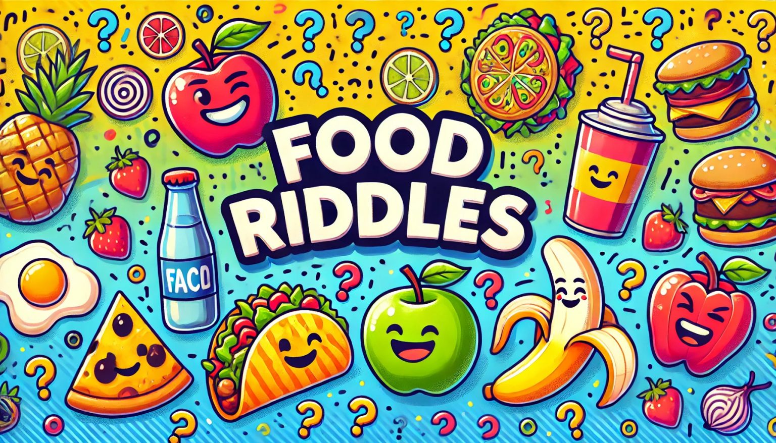 A banner image for food riddles