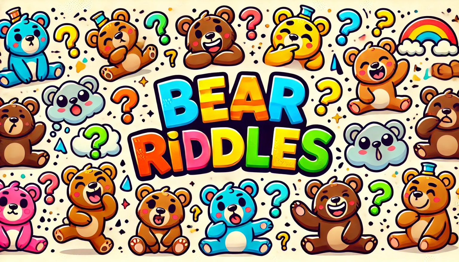 A cute banner with bear images for bear riddles