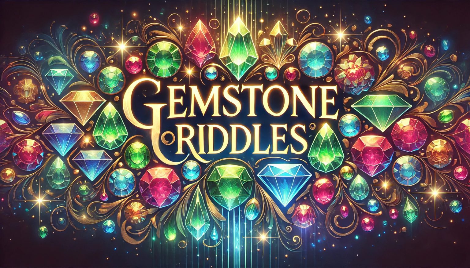 A banner photo with a variety of precious stones for gemstone riddles