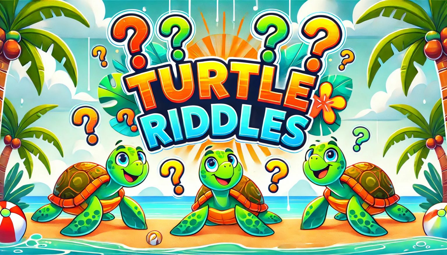 A cute banner image with turtles featuring turtle riddles