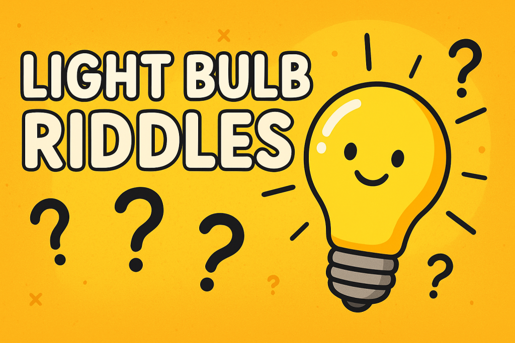 A banner image for riddlespot.com featuring Light Bulb Riddles