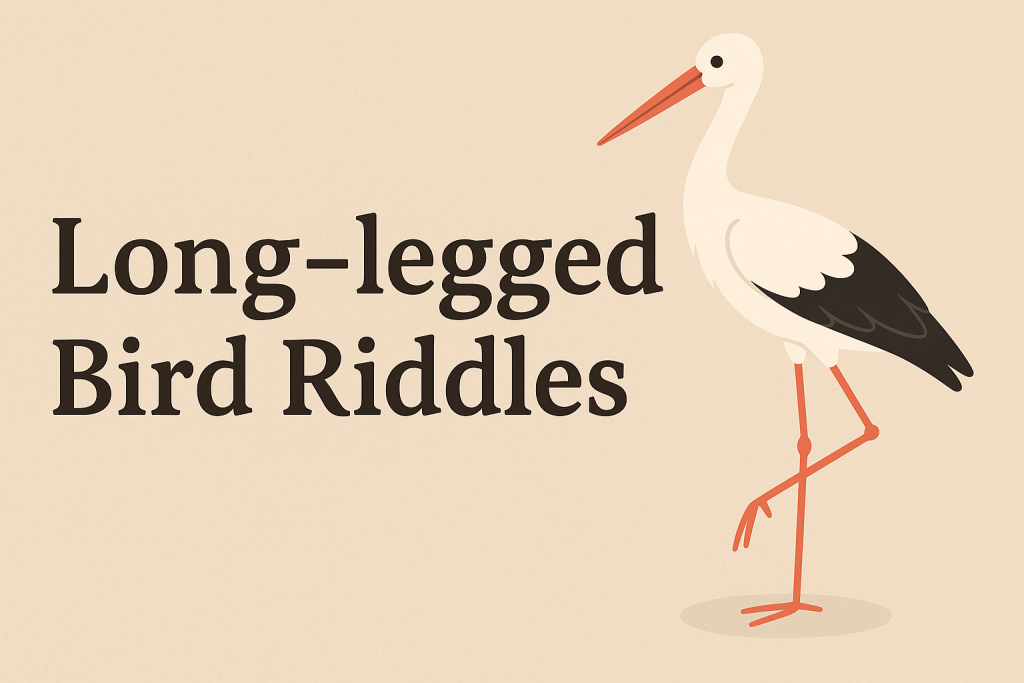 A banner image for riddlespot.com featuring Long-legged Bird Riddles