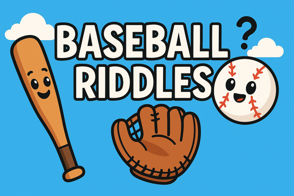 A banner image for riddlespot.com featuring Baseball Riddles