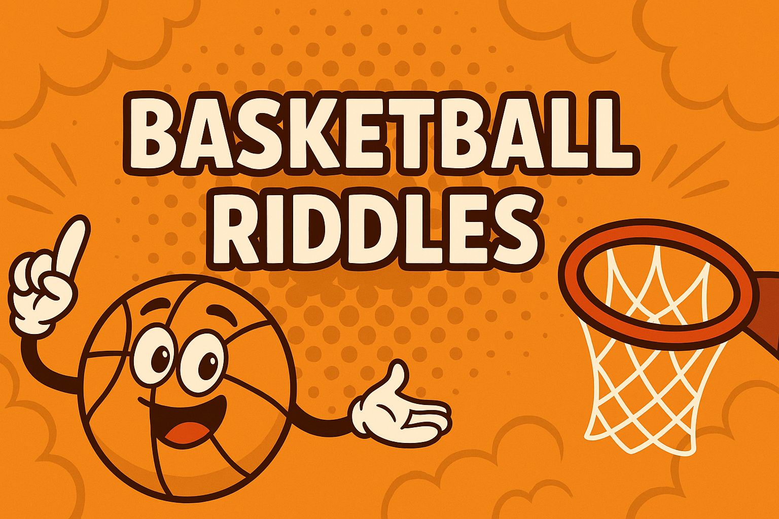 A banner image for riddlespot.com featuring Basketball Riddles