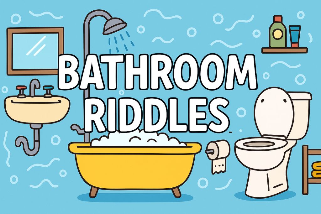 A banner image for riddlespot.com featuring Bathroom Riddles