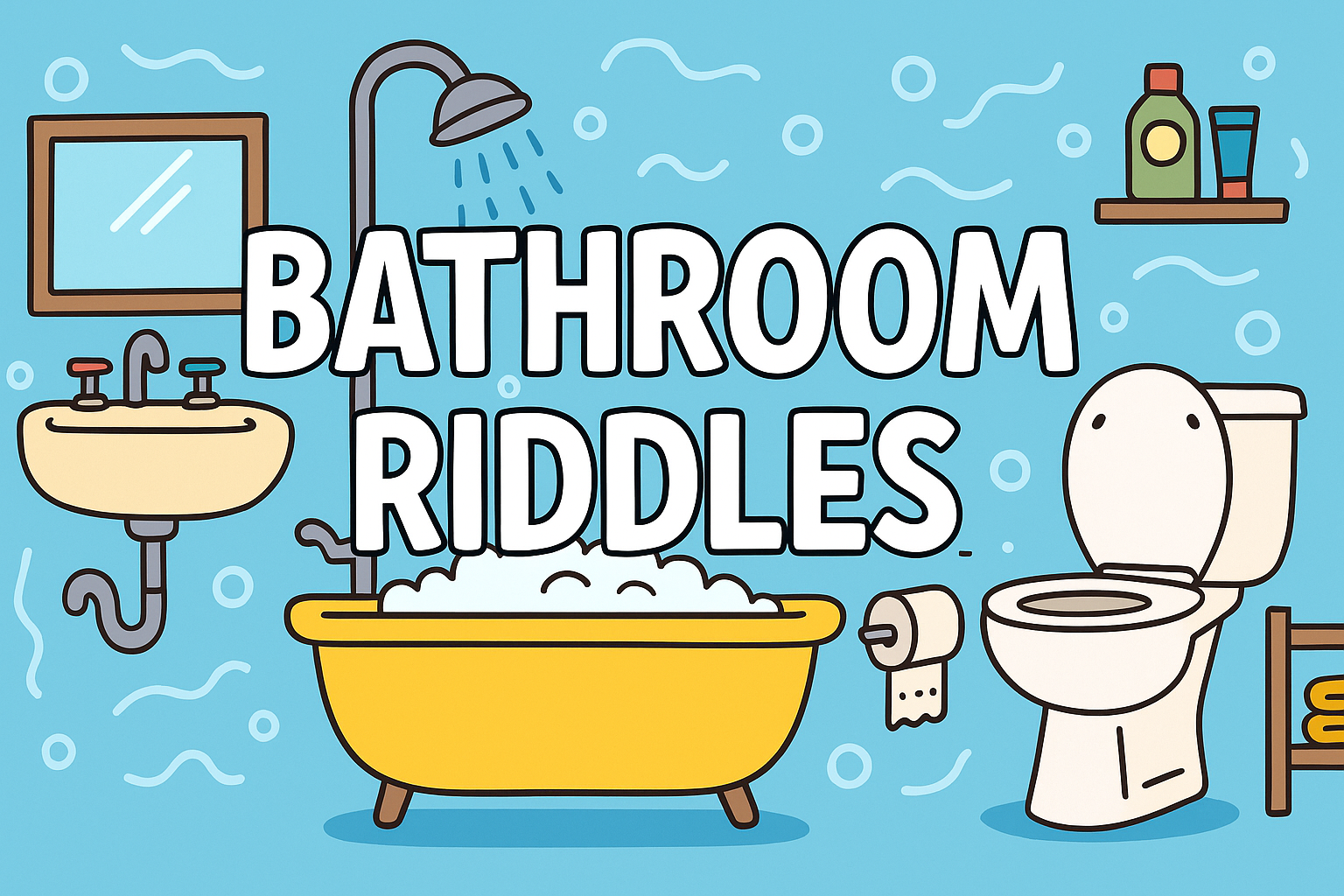 A banner image for riddlespot.com featuring Bathroom Riddles