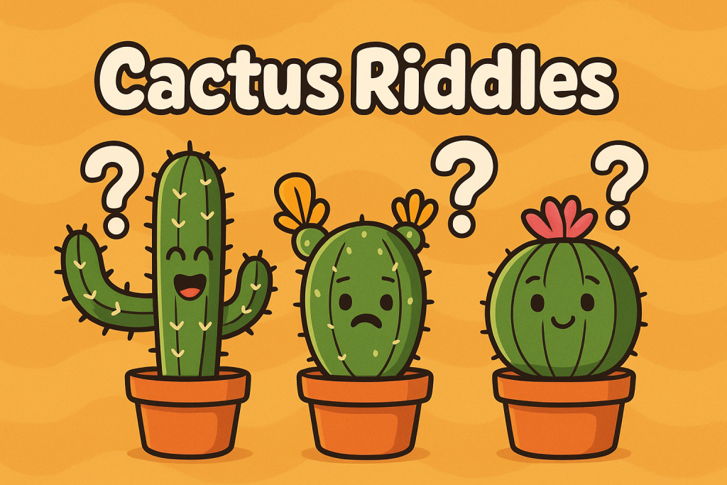 A banner image for riddlespot.com featuring Cactus Riddles
