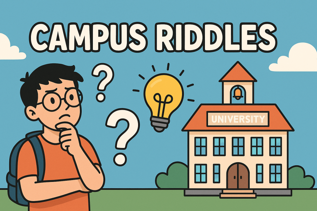 A banner image for riddlespot.com featuring Campus Riddles