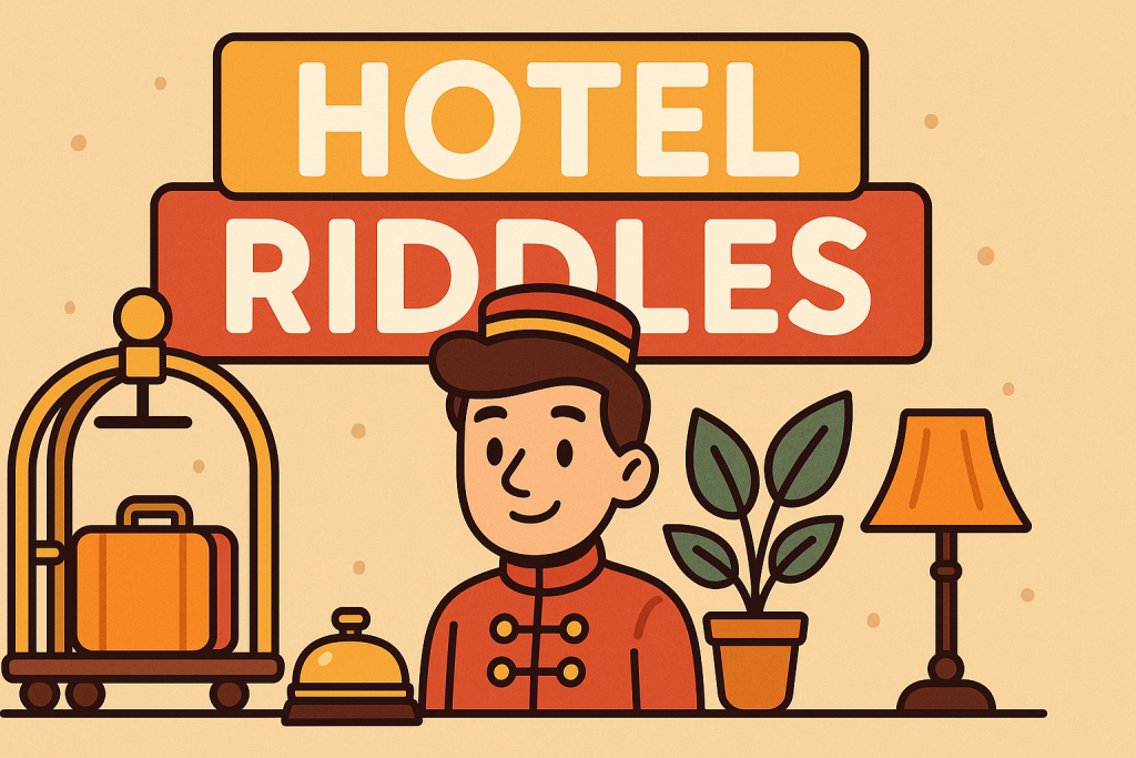 A banner image for riddlespot.com featuring Hotel Riddles
