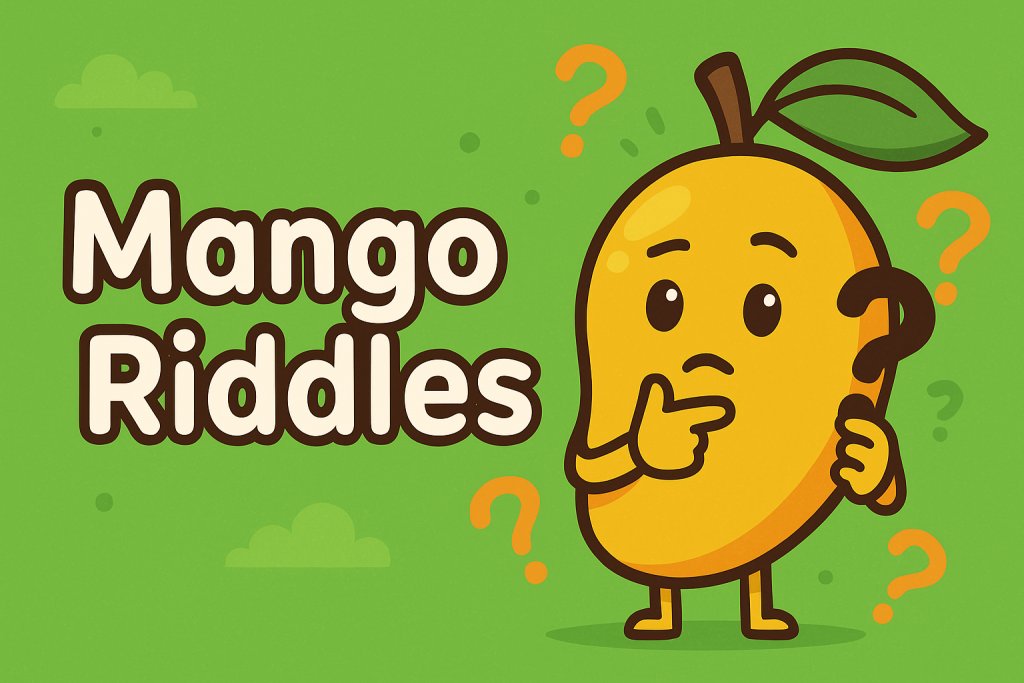 A banner image for riddlespot.com featuring Mango Riddles
