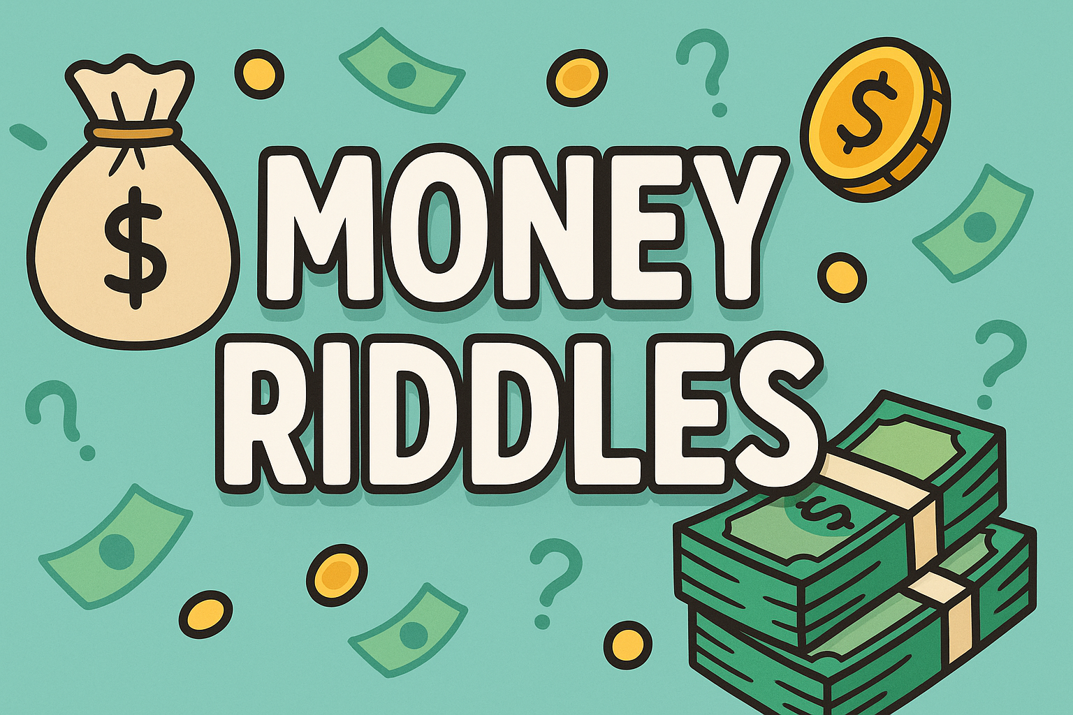 A banner image for riddlespot.com featuring Money Riddles