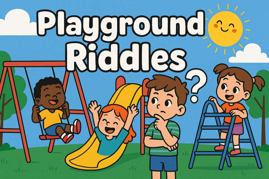 A banner image for riddlespot.com featuring Playground Riddles