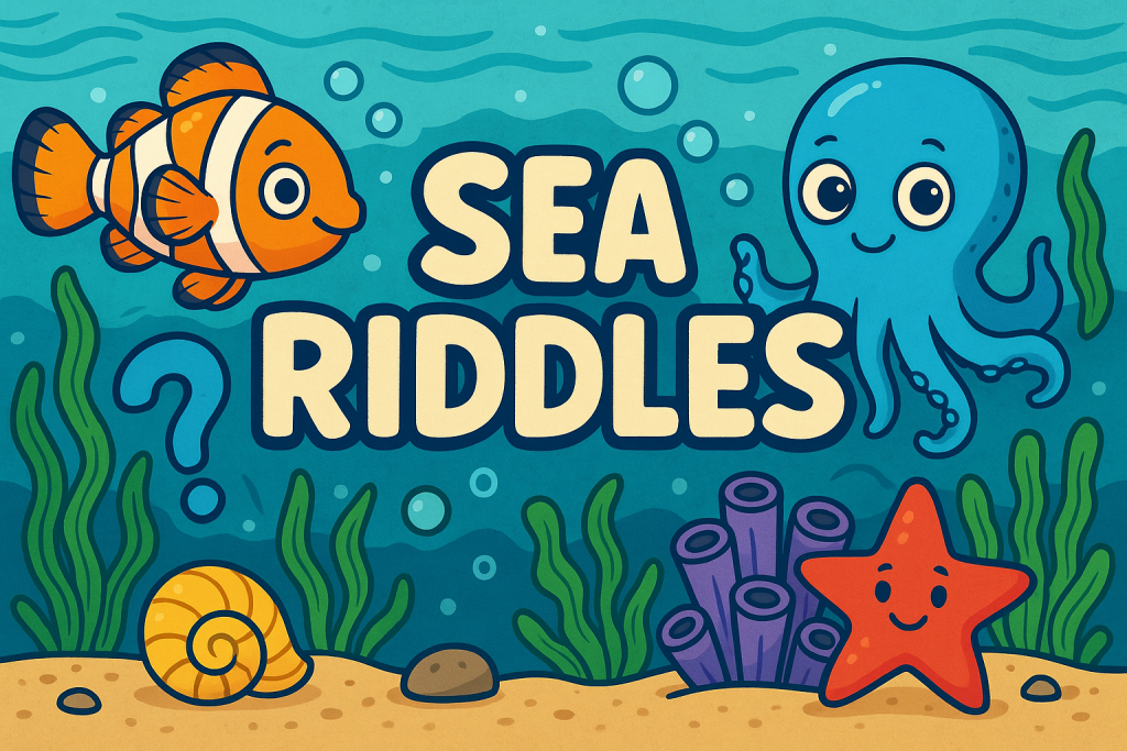 A banner image for riddlespot.com featuring Sea Riddles