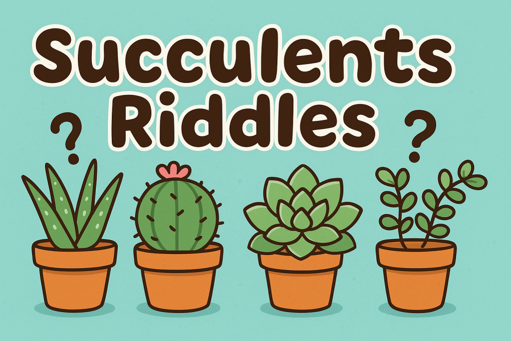 A banner image for riddlespot.com featuring Succulent Riddles