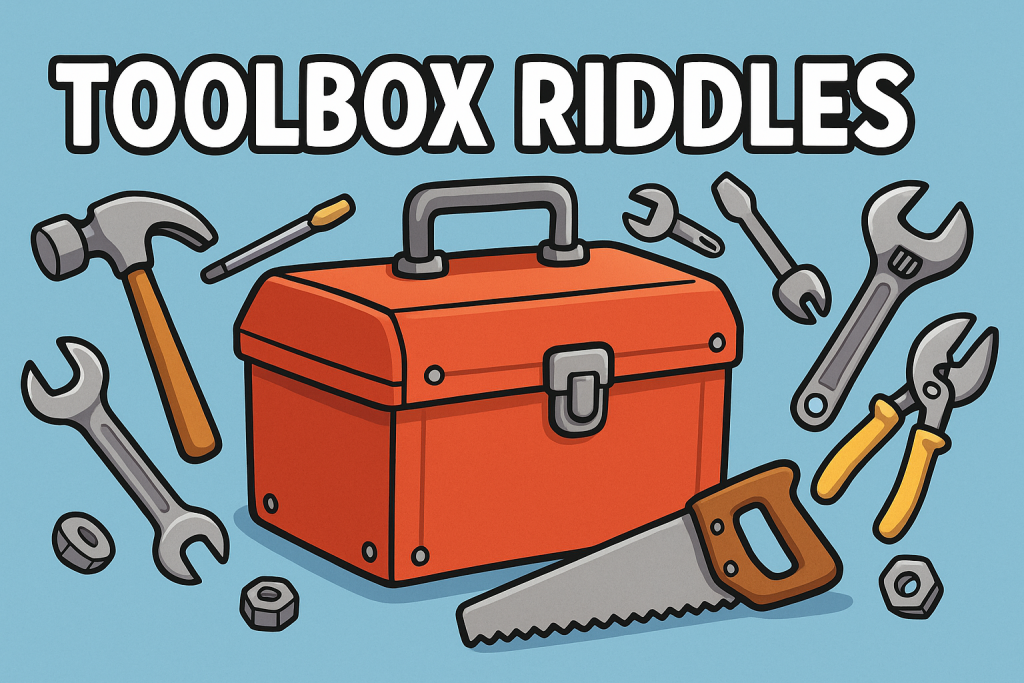 A banner image for riddlespot.com featuring Toolbox Riddles
