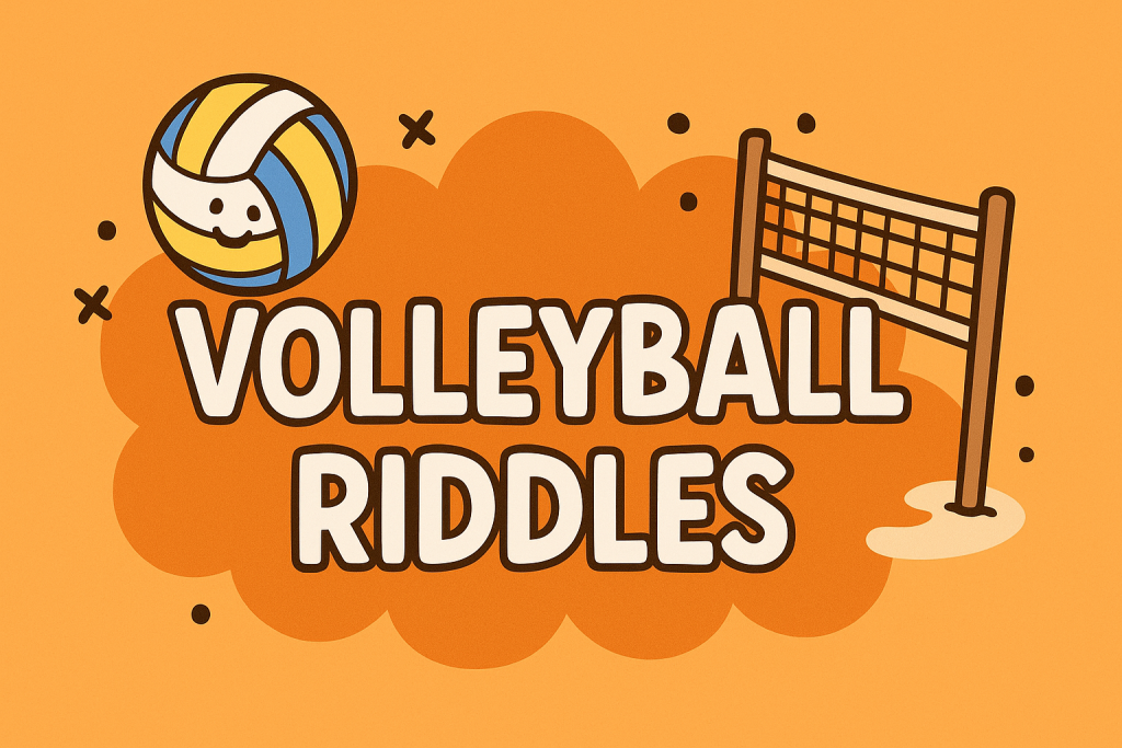 A banner image for riddlespot.com featuring Volleyball Riddles