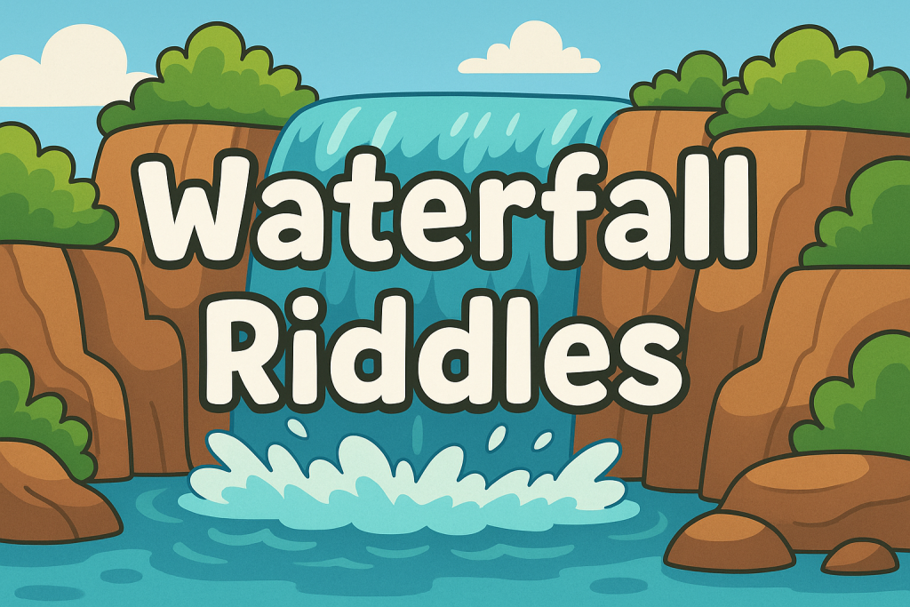 A banner image for riddlespot.com featuring Waterfall Riddles