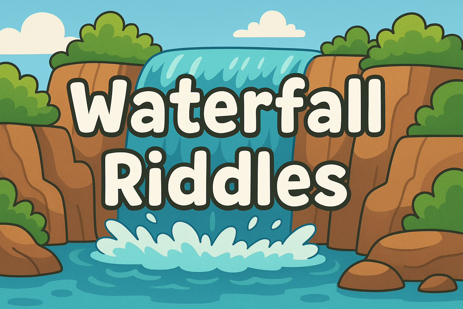 A banner image for riddlespot.com featuring Waterfall Riddles