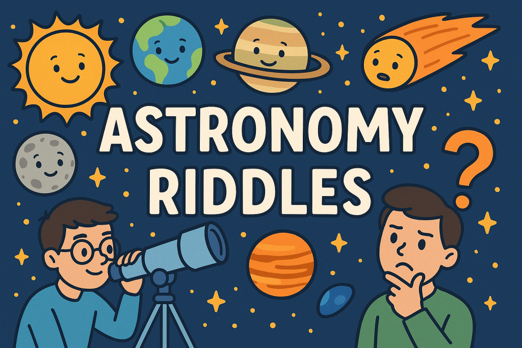 A banner image for riddlespot.com featuring Astronomy Riddles