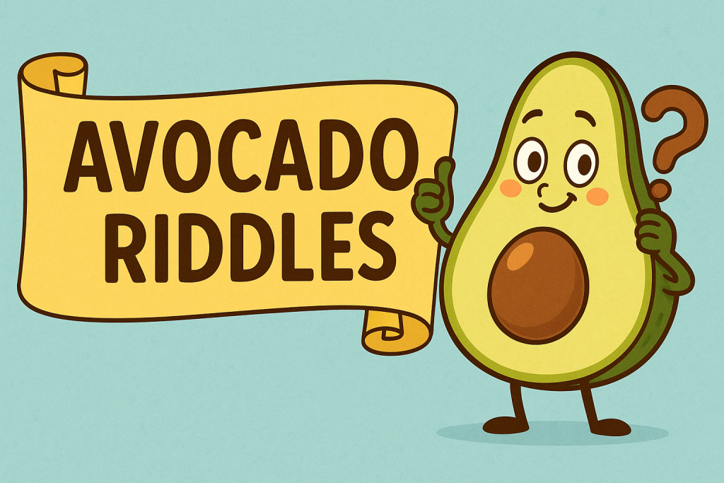 A banner image for riddlespot.com featuring Avocado Riddles