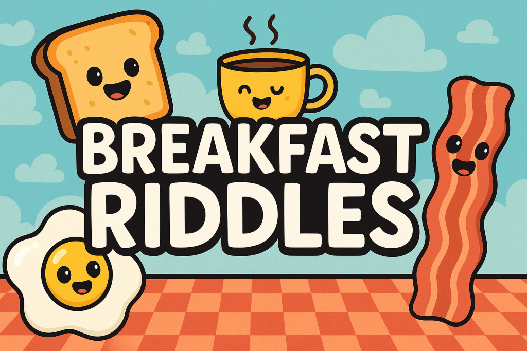 A banner image for riddlespot.com featuring Breakfast Riddles