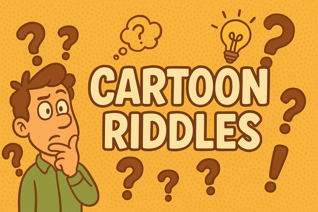 A banner image for riddlespot.com featuring Cartoon Riddles