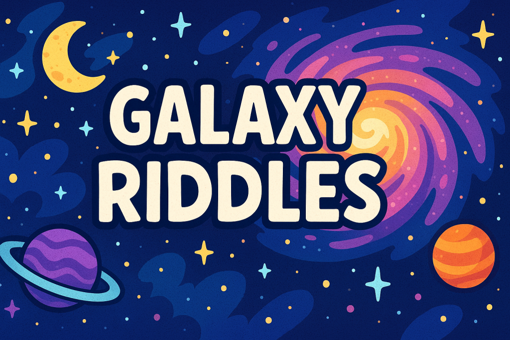 A banner image for riddlespot.com featuring Galaxy Riddles Riddles
