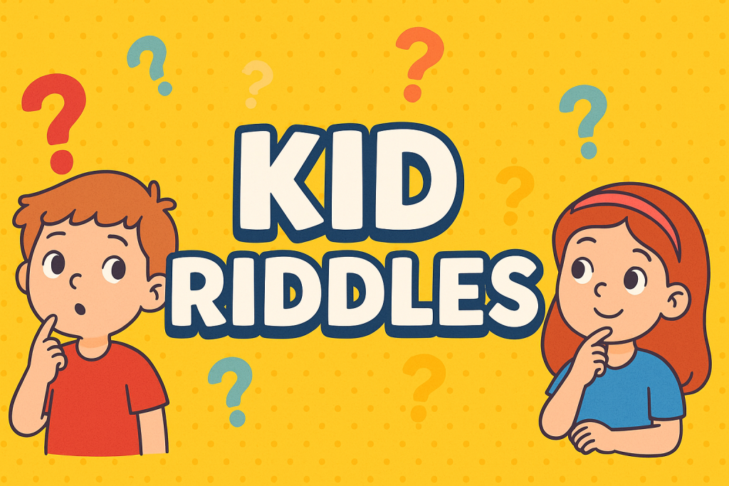 A banner image for riddlespot.com featuring Kid Riddles