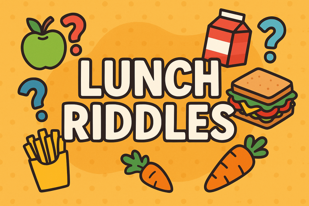 A banner image for riddlespot.com featuring Lunch Riddles
