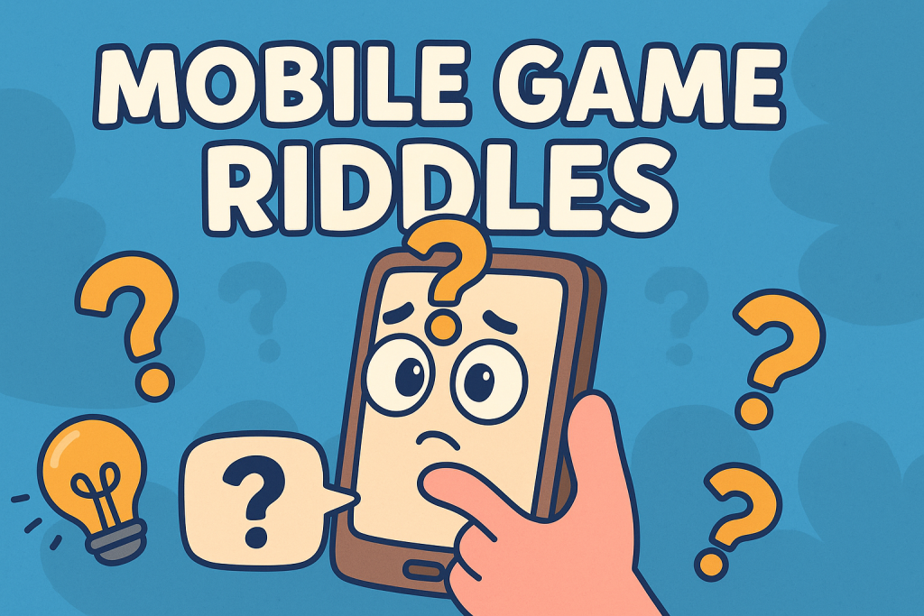 A banner image for riddlespot.com featuring Mobile Game Riddles