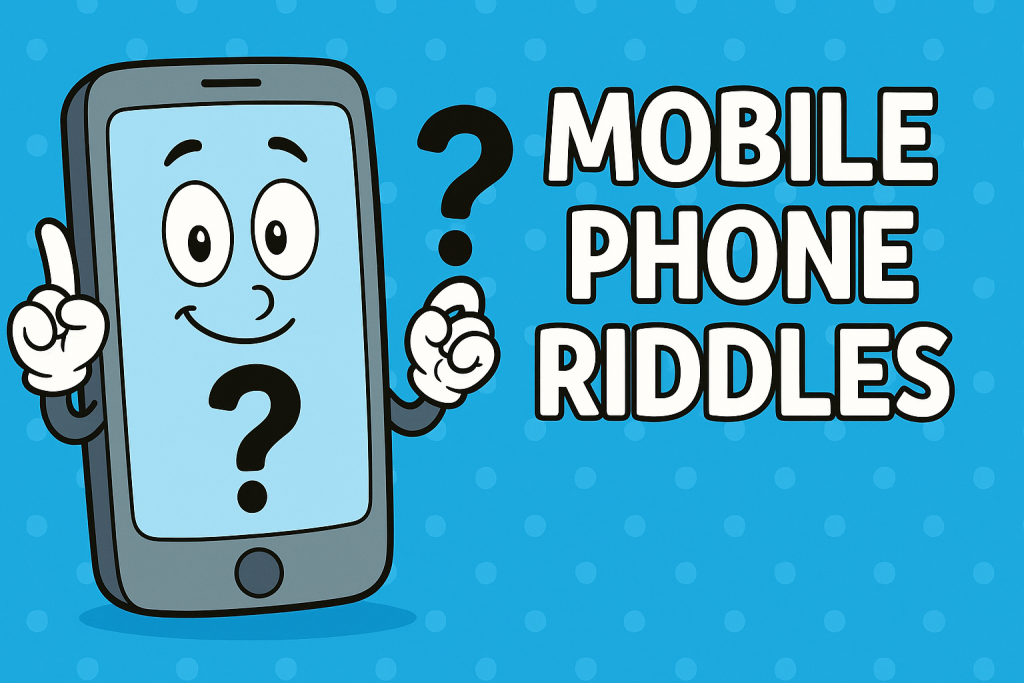 A banner image for riddlespot.com featuring Mobile Phone Riddles