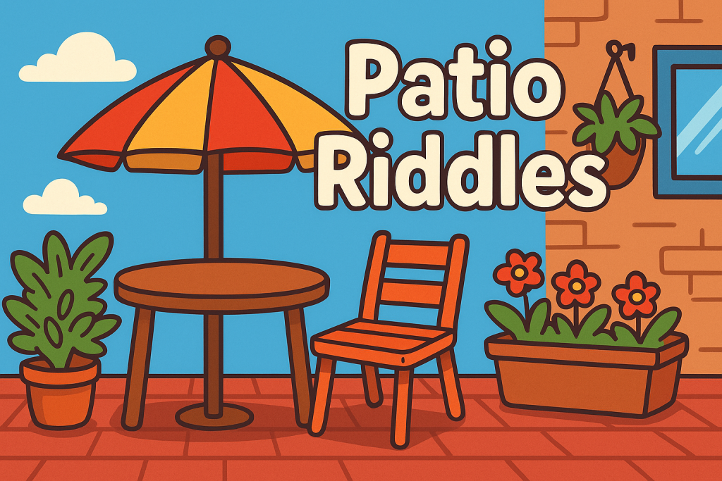 A banner image for riddlespot.com featuring Patio Riddles Riddles