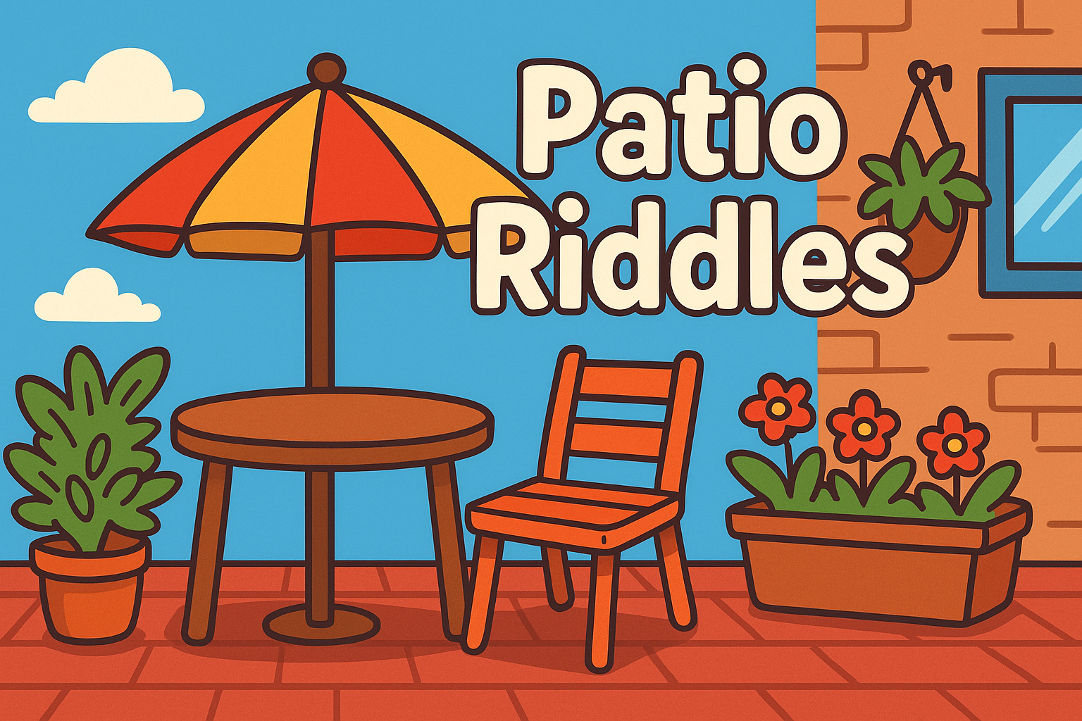 A banner image for riddlespot.com featuring Patio Riddles Riddles