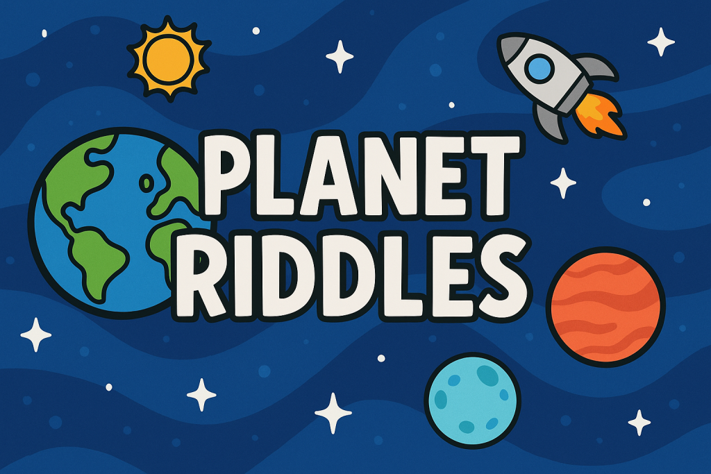 A banner image for riddlespot.com featuring Planet Riddles