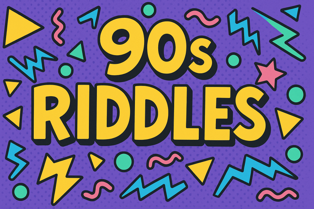 A banner image for riddlespot.com featuring 90s Riddles
