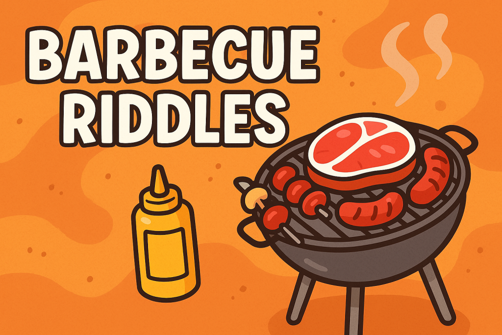 A banner image for riddlespot.com featuring Barbecue Riddles