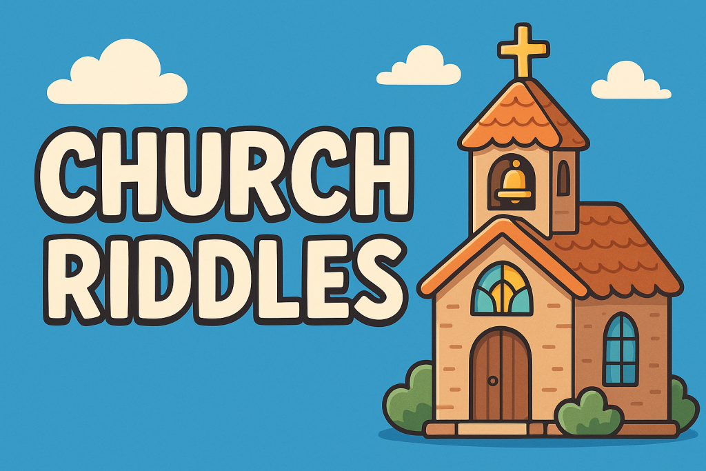 A banner with an image for of a church for riddlespot.com featuring TV Show Riddles