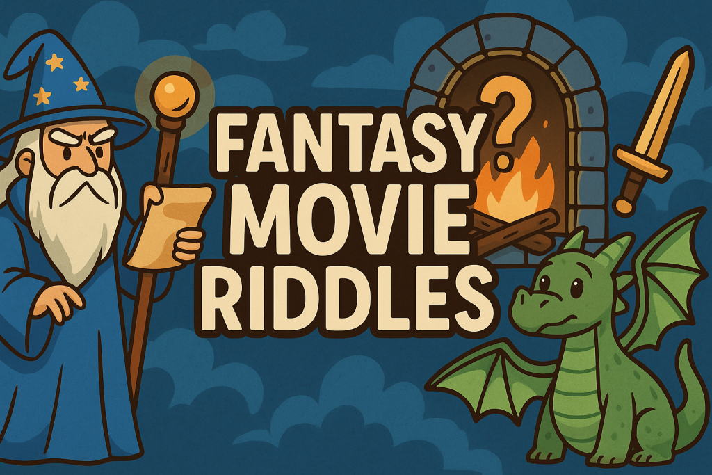 A banner image for riddlespot.com featuring Fantasy Movie Riddles