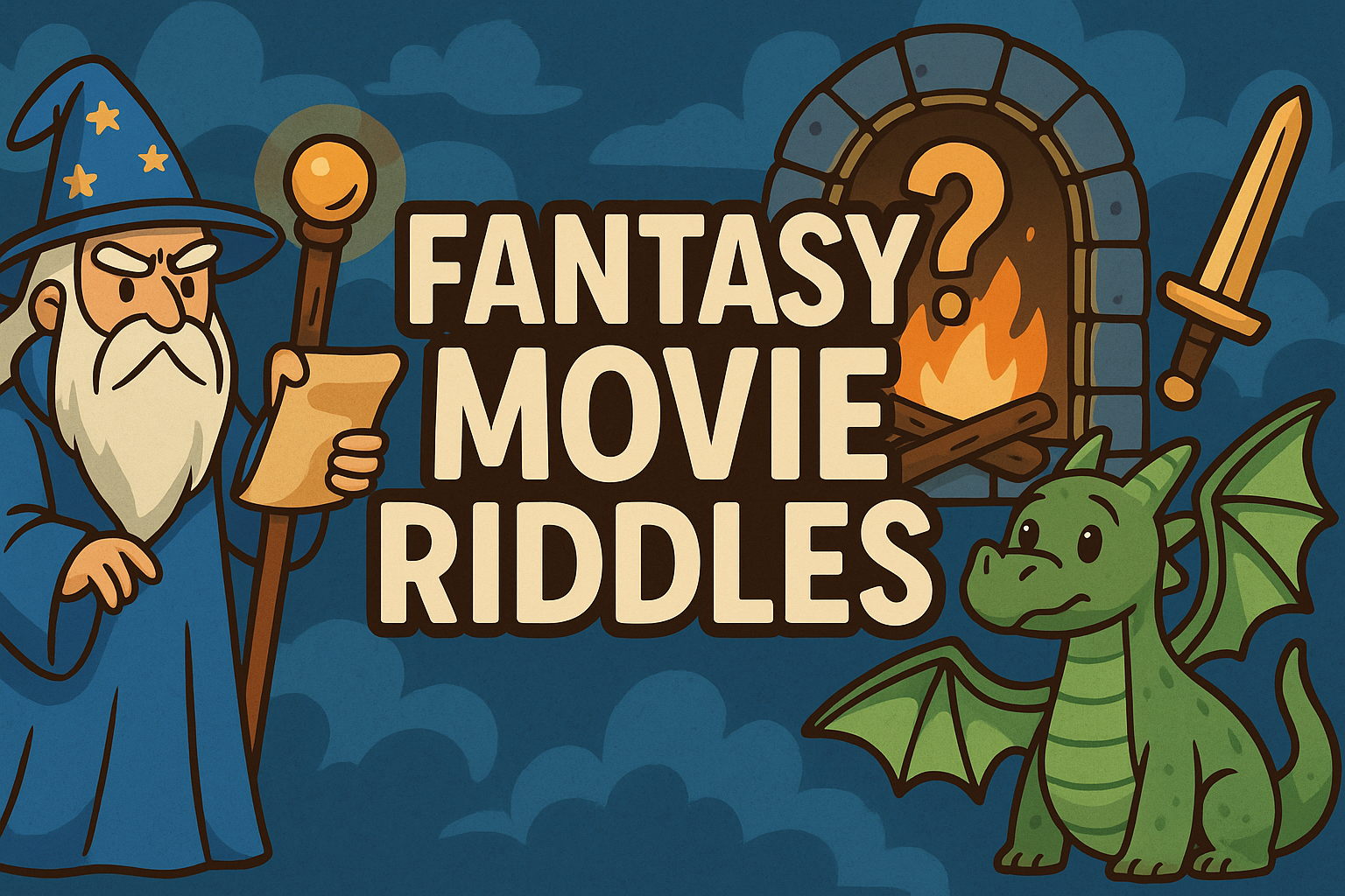 A banner image for riddlespot.com featuring Fantasy Movie Riddles