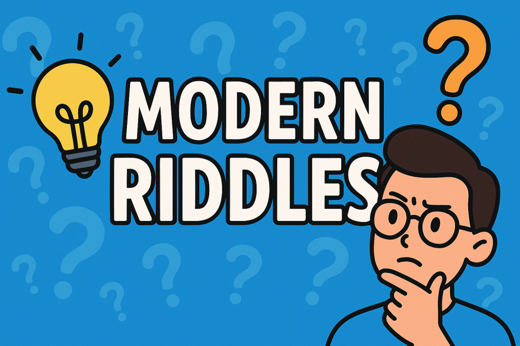 A banner image for riddlespot.com featuring Modern Riddles