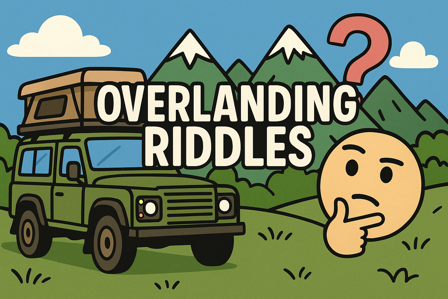 A banner image for riddlespot.com featuring Overlanding Riddles