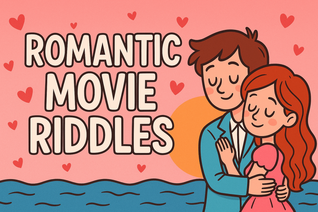 A banner image for riddlespot.com with two lovers featuring Romantic Riddles