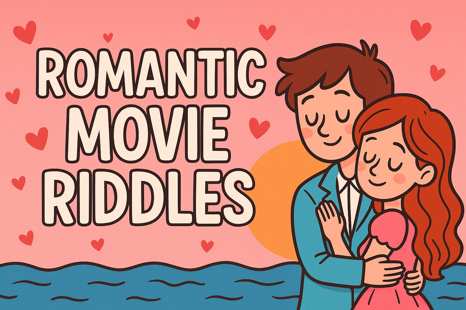 A banner image for riddlespot.com with two lovers featuring Romantic Riddles