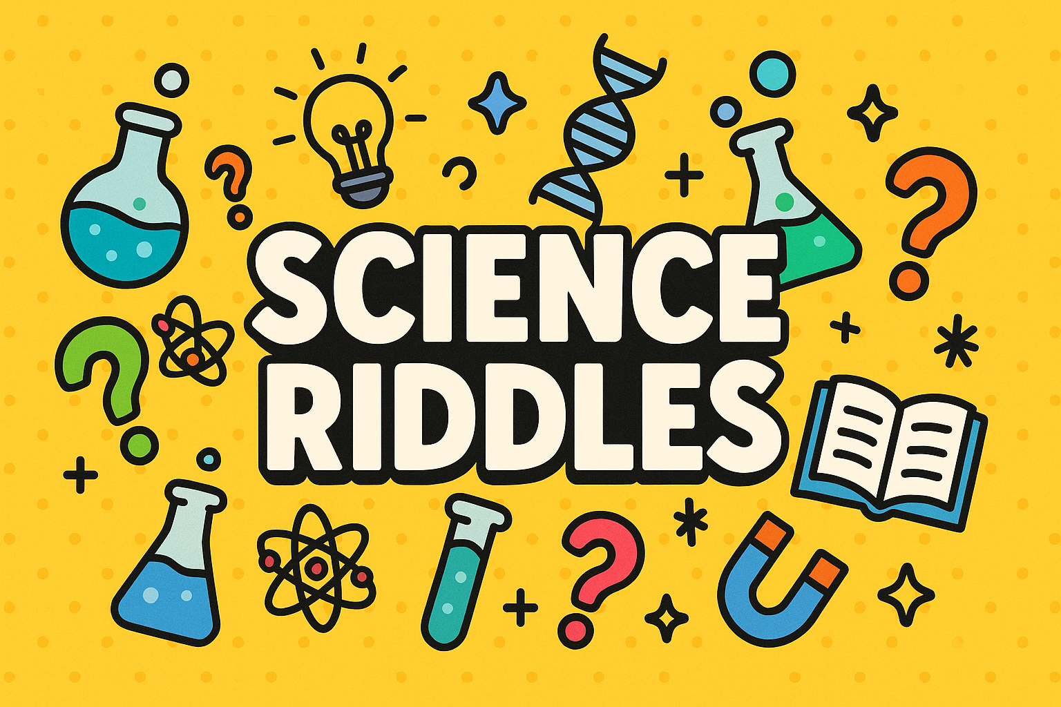 A banner image for riddlespot.com featuring Science Riddles