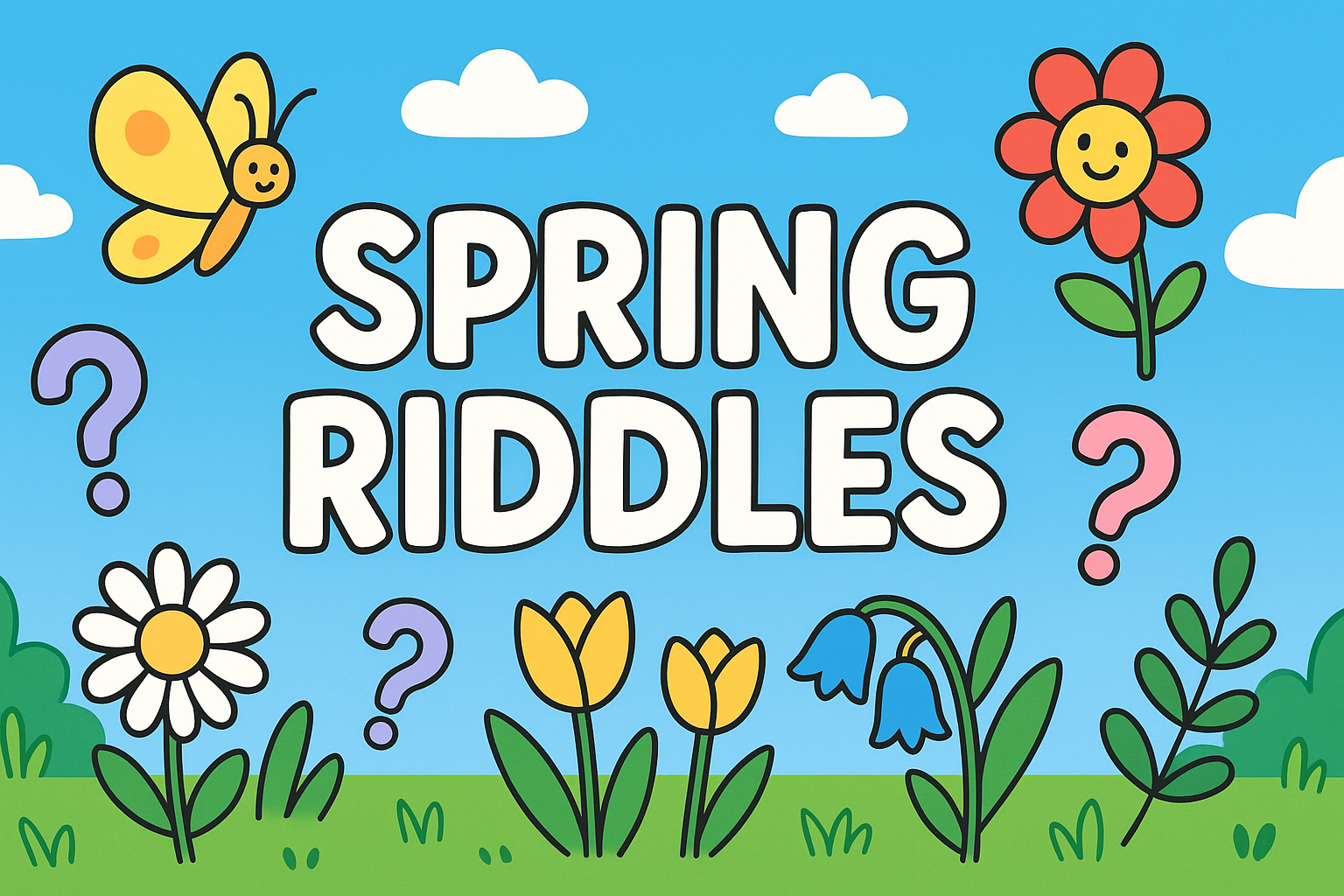 A banner image for riddlespot.com with flowers in the background featuring Winter Riddles