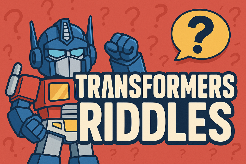 A banner image for riddlespot.com featuring Transformers Riddles