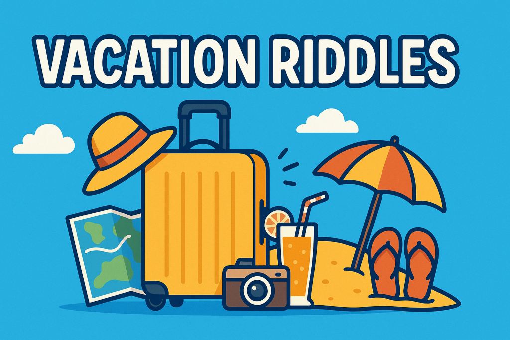 A banner image for riddlespot.com featuring Vacation Riddles