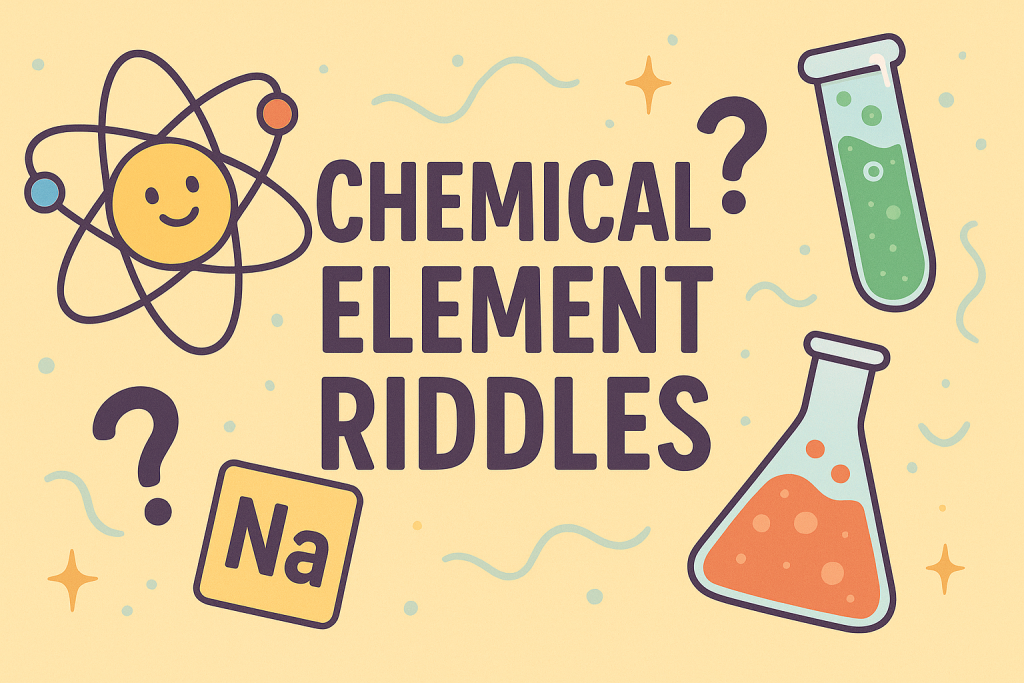 A banner image for riddlespot.com featuring Chemical Element Riddles