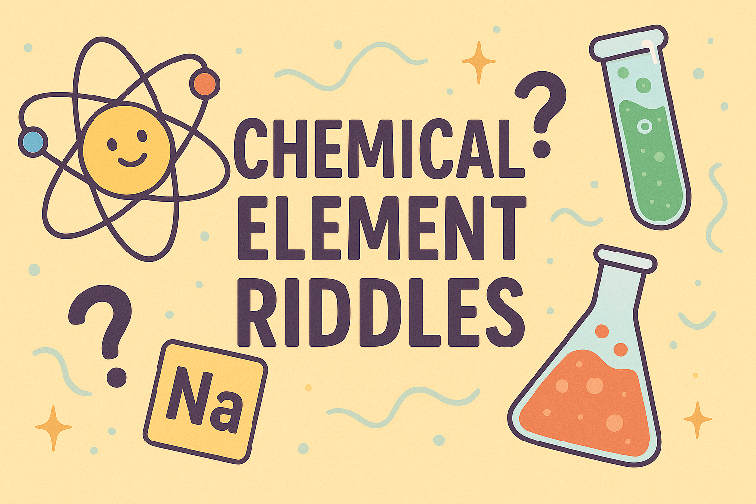 A banner image for riddlespot.com featuring Chemical Element Riddles